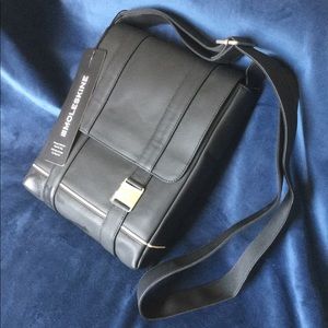 Moleskin NWT unisex black leather crossbody